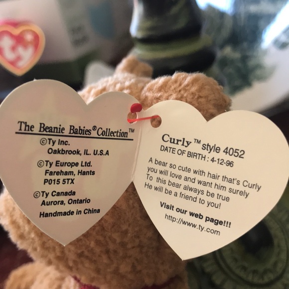 Rare TY ‘CURLY' The Bear Beanie Baby 1996 - Picture 2 of 4